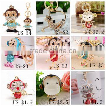 2016 new fashion monkey pendant key ring monkey keychain