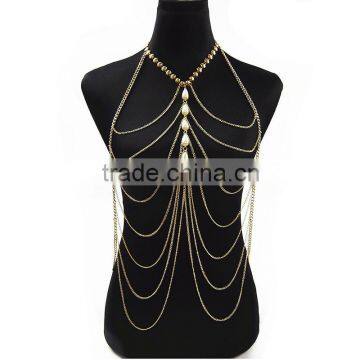 Luxury tassel pearl sexy body chain