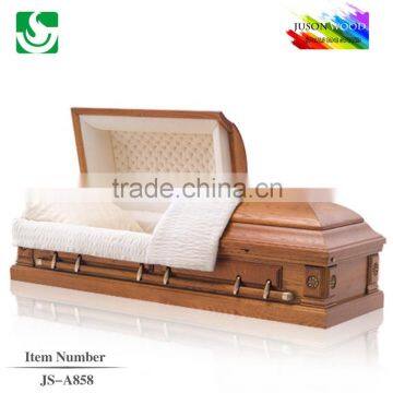 newly designed American style solid wood semi gloss casket