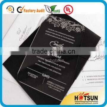 2016 new style clear acrylic laser cut wedding invitations