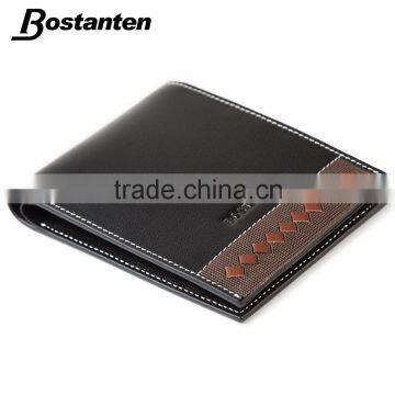 Bostanten Brand Black Leather Genuine Coin Wallet Credit Card ID for Men