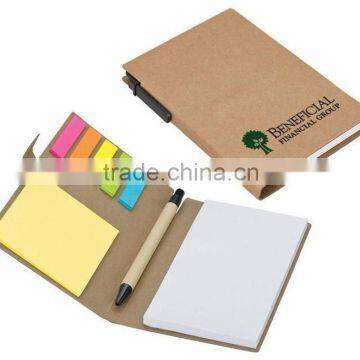 Eco-friendly Kraft Paper Cover Notebook Sticky Notepad With Pen