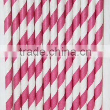 raspberry pink and white stripe paper straws Striped Stripey Stripe Paper Drinking Straws, 33 colors , wholesale