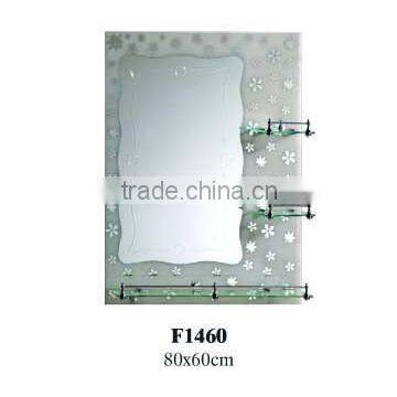 one layer bathroom mirror with glass shelf made in China