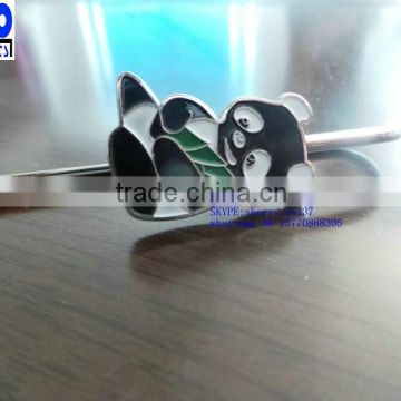 Panda shaped metal badge,lovely panda lapel pin,panda bookmark