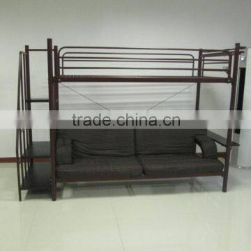 Twin Over Futon sofa Metal Bunk Bed, Brownish Red