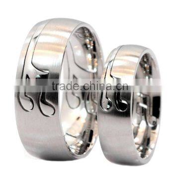 Raw material 316l stainless steel detachable music note rings jewelry womens