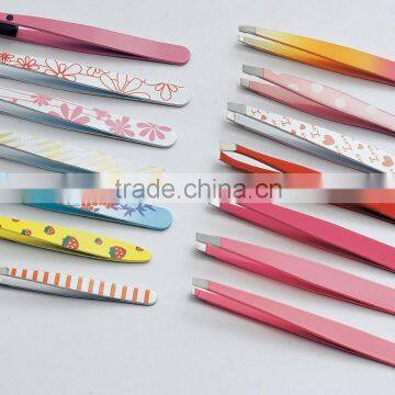 Colorful painting finish silk screen pattern tweezer