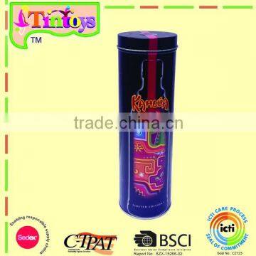 wine whiskey cognac xo bottle promotion tall round tin box