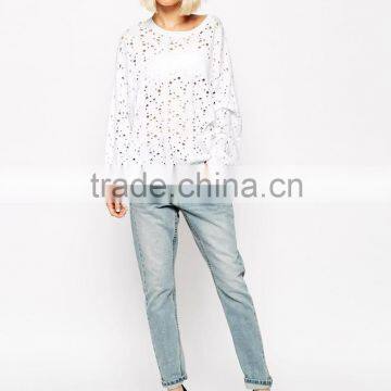 High Fashion Design Sexy Women Sweater Cheap Jumper Sweater Holey Jumper