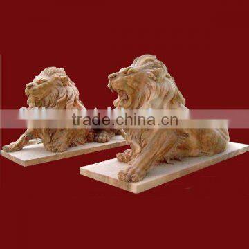 Hand carved lion statue