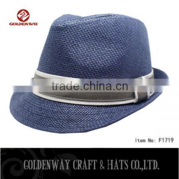 High Quality Men Blue hort brim Fedora hat