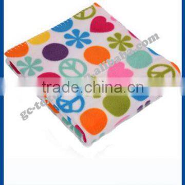rotary design printed whip stitching edge polar fleece blanket/throw