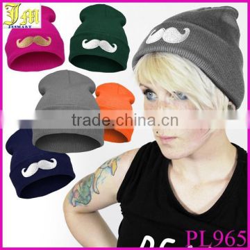 Fashion Warm Winter Unisex Big Mustache Pattern Knitted Beanies Hat Hip-Hop Caps Women