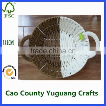 white handmade paper string basket weaving