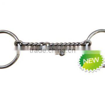 Stainless steel horse ring snaffle of hollow broken mouth with double wired twisted jointed mouth(Type-036)