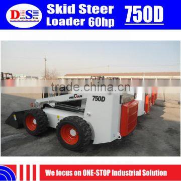WECAN Skid Steer Loaders Small 60hp with America Sauer Pump 750D 1575mm Height Mini Skid Loader