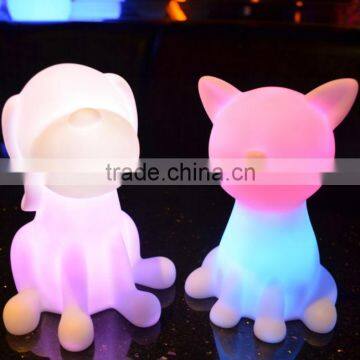 Romantic dog and cat shape led change colour night light