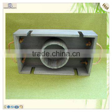 Great Quality Antique Grids Round Hole Compartment Wooden Tray photo-5