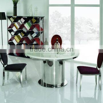 TH327 Stainless Steel Frame White Marble Top Dining Table