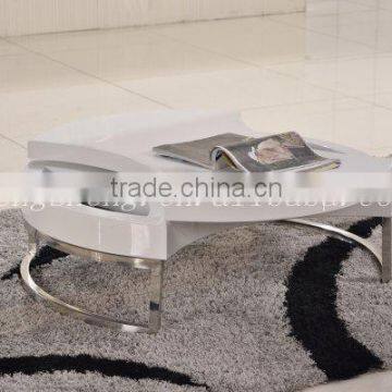 Wooden coffee table Modern style/glass shelf/PU high gloss