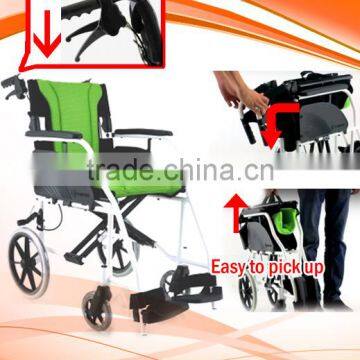 ALUMINUM foldable TYPE light weight transfer wheelchair, easy to pick up