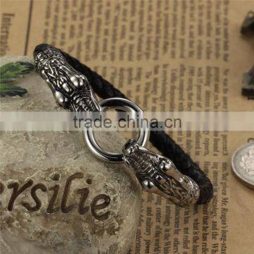 Wholesale Black Dragon Leather Bracelet Mens Leather Bracelet photo-2