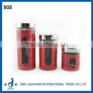 2016 high quality red glass jar with metal coating