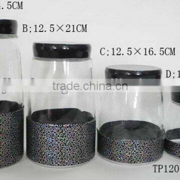 black plastic sleeve cylinder food grade glass jar