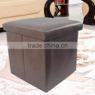 Faux Leather Folding Storage Cube Basket Footrest photo-2