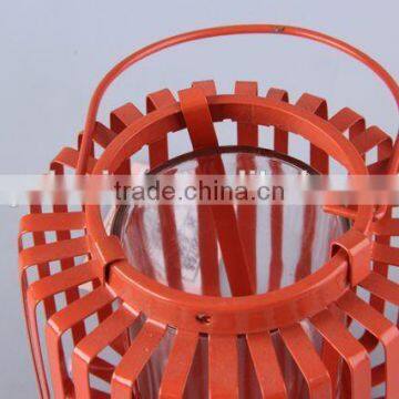 Portable Painted Iron+Glass Candle Holder/Home Decoration Candlestick photo-2