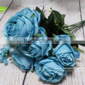 GNW FL-RS57-8-10CM High Similation Artificial Flower Blue Rose for Wedding photo-4