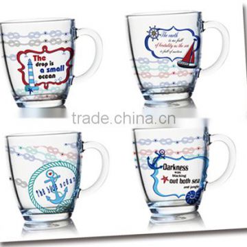 7oz 8oz 9oz 12oz sea ship serise color pinting water glass mug dinking glass cup set