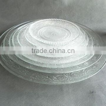 round clear glass plate, dinner plate, dessert plate