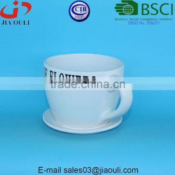 Cup of Flowers With Saucer Ceramic Cup Flower Pot photo-4