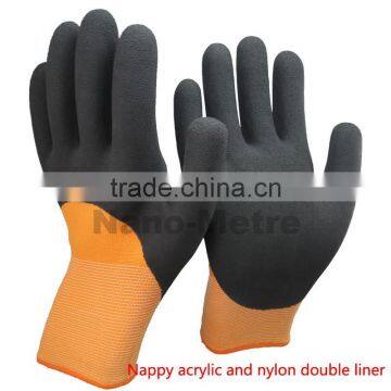 NMSAFETY13g nylon & 7g nappy double liner 3/4 coated foam latex winter glove