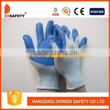 DDSAFETY Cheap 13G Blue Nylon Liner PU Gloves Safety Gloves