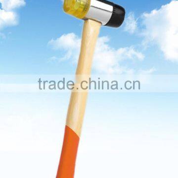 Rubber and plastic hammer , two way mallet with wooden handle