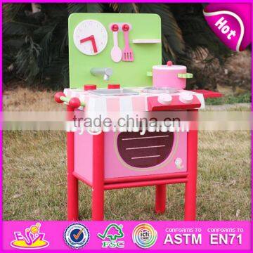 2017 New Design Mini Pink Wooden Girls Play Kitchen W10C269 photo-6