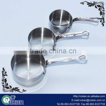 CK-S045 3Pcs New Shape FDA and LFGB High Quality Stainless Steel Measuring Spoon and Cup Set / Measuring Cup Set photo-2