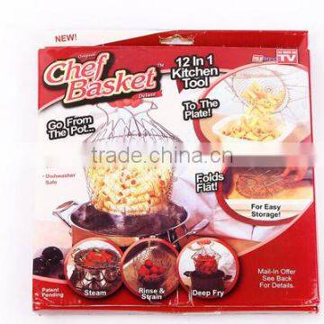 Kitchen Cooking Hand-held /Chef Basket/Foldable Stainless Steel Wire Chef Basket photo-2