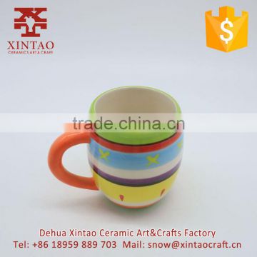 High quality hand painted colorful pattern ceramic coffee mug with handle