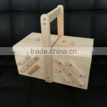 2015 new design folding wooden sewing box wooden tool box