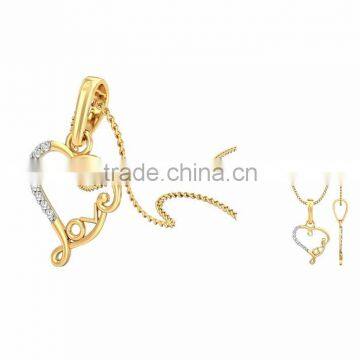 Gold Plated Fancy CZ Studded Love Pendant