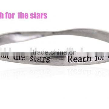 Reach for the stars engraved logo twist bangle personalized custom couple love bangle for 2017 Valentine's Day gifts