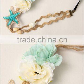 Fashion Holiday Hair Bands Elastic Beach Style Starfish&shell Flower Hair Hoop Women Flower Hair Accessory Jewelry photo-4