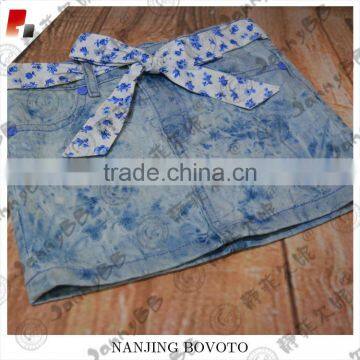 New styles with printed sash denim girl short shorts