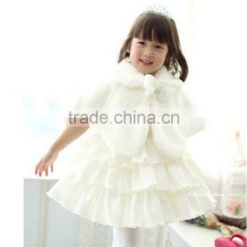 hot selling high quality baby girls fur coat christmas cloak style coat pink and white girl winter princess dress coat