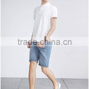 Men's White Polka Dot Printed Softextile Polo Shirt photo-2