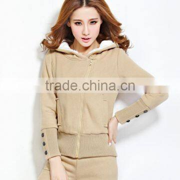 OEM Wholesale Cotton Fleece Slim Fit Lightweight Tracksuit Women With Hood Latest Design Tracksuit Women photo-2